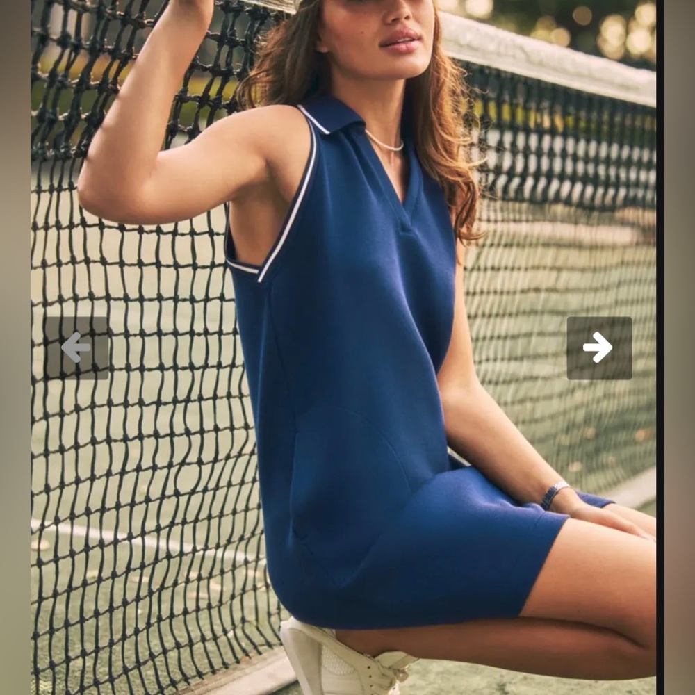 SPANX Sleeveless AirPique Polo Mini Dress in Navy Blue
